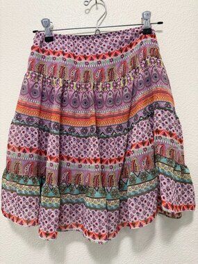 George purple multi ruffle skirt, gold thread, girl's size XS (4/5)